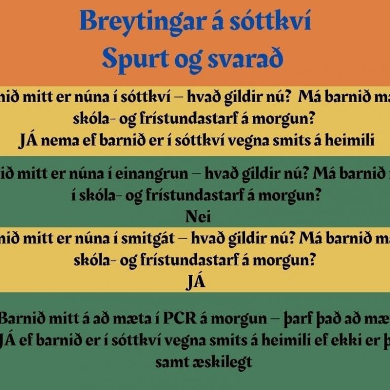 Nýjar reglur varðandi sóttkví.